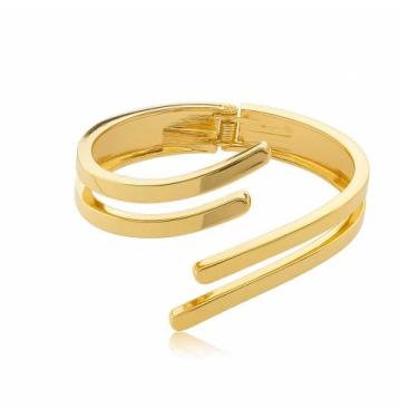 Imagem de Bracelete Feminino Duplo Contemporâneo - Banhado em Ouro 18k - Tri Gat