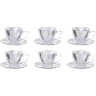 Imagem de Conjunto 6 Xícaras de Chá com Pires 230ml Transparente Graffiato - Haü