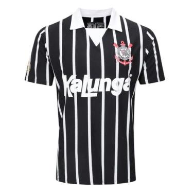 Imagem de Camisa Corinthians Retrô Kalunga Campeão 1990 Polo Masculina, Preto, B