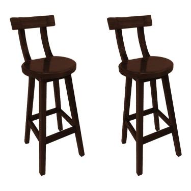 Imagem de Kit 2 Banquetas Girafa Altas Madeira com Encosto Reforçado para Bar e Bancada Área Gour...