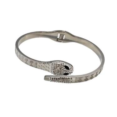 Imagem de Pulseira Feminina Cobra Bracelete Elegantes Aço Inox Brilhante - HHW, 