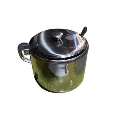 Imagem de Açucareiro de Aço Inox com Colher 420ML Base em Vidro para Mesa Prata Top Rio Comercial