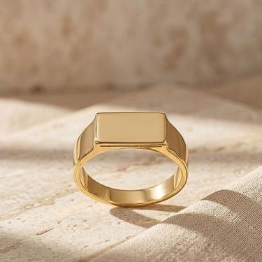 Imagem de Anel quadrado largo - ALBAA JOIAS, Dourado, Dourado, 16