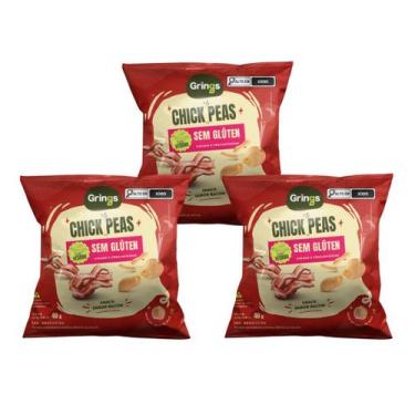Imagem de Kit c/3 snack chick peas bacon 40g grings