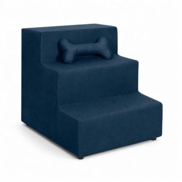 Imagem de escada pet cachorro gato 3 degraus em suede anti derrapante - Vit Deco