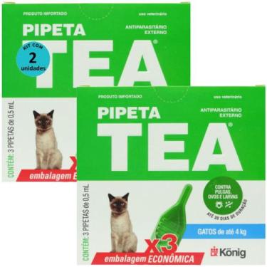 Imagem de Pipeta Tea 0,5 ml Antiparasitário Contra Pulgas Para Gatos de até 4 Kg