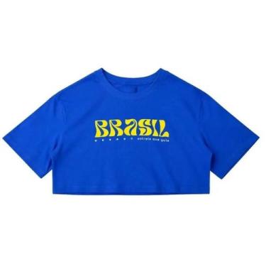 Imagem de Cropped Braziline Brasil Água - Feminino - Azul - P, Azul, P