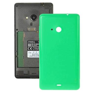 Imagem de HAIJUN Peças de substituição para celular capa traseira de bateria de plástico de cor sólida brilhante para Microsoft Lumia 535 (preto) cabo flexível (cor: verde)