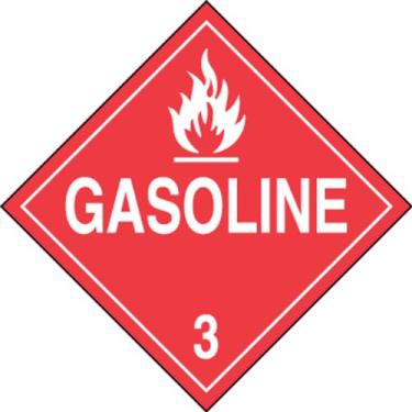 Imagem de Accuform Placas MPL304VS1 Placa adesiva de vinil Hazard Classe 3 DOT, Legend "GASOLINE 3" com gráfico, 26,5 cm de largura x 26,5 cm de comprimento, branco sobre vermelho
