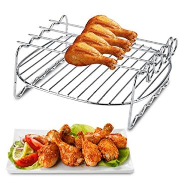 Imagem de Rack para churrasco, 304 de aço inoxidável para substituição com espetos de camada dupla para assadeira Air Fryer Kit de acessórios