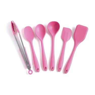Imagem de Kit de Utensílios de Silicone com 6 peças Rosa - OIKOS