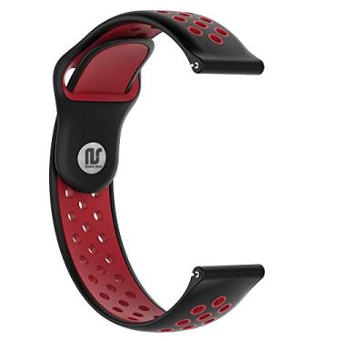 Imagem de Pulseiras esportivas NSmart Smartwatch 22mm ou 20mm compatível com Samsung Galaxy Watch 3 45mm - 41mm - Galaxy Watch 46mm - Gear S3 Frontier - Amazfit GTR 2 / GTR 3 / GTS / GTS 2 / GTS 3 / GTS mini - Stratos 2 / Stratos 3 - Pace - Hawei GT - Nandos_Store (20mm, Preto/Vermelho)