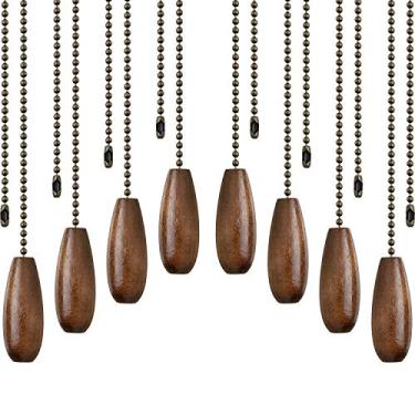 Imagem de Extensor de correntes de tração de ventilador de teto de 8 peças Extensão de corrente de tração pingente de madeira para corrente de ventilador de lâmpada de teto (cor nogueira)