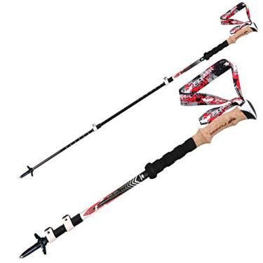 Imagem de Bastões de caminhada, dobráveis e telescópicos para caminhada/caminhada com sistema de trava rápida, fibra de carbono super forte e ultraleve e liga de alumínio para acampamento, mochilão, escalada (conjunto com 2)