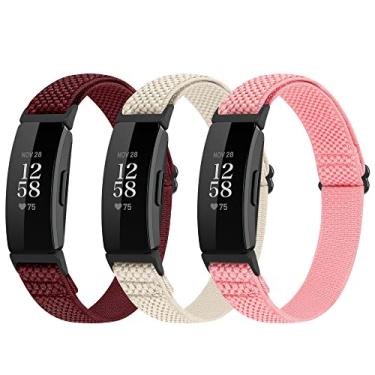 Imagem de Huamanlou Pulseiras esportivas de nylon elásticas ajustáveis compatíveis com Fitbit Inspire 3/Inspire 2/Inspire/Inspire HR/Ace 2/Ace 3, pulseiras de substituição de alças elásticas de laço macio para