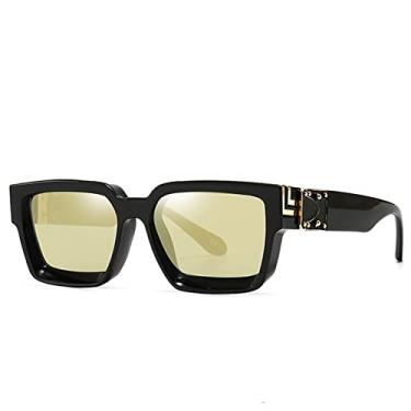 Imagem de Óculos de sol quadrados superdimensionados femininos de luxo masculinos óculos de sol vintage designer uv400 retro óculos com estojo, 14, Z