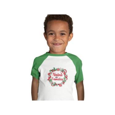 Imagem de Camiseta De Natal Em Família Boas Festas Criança Verde Bandeira - Del