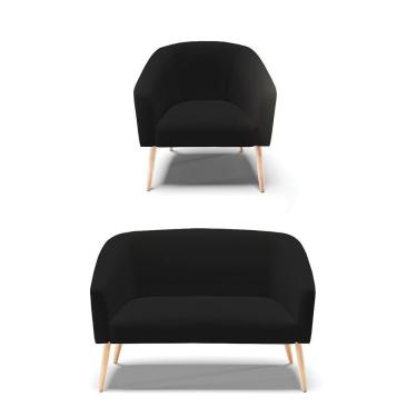 Imagem de Kit 01 Namoradeira 02 Lugares E 01 Poltrona A79 Preto