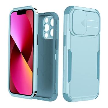 Imagem de Capa protetora de lente de armadura híbrida para iphone 13 13 pro 13 pro max resistente à prova de choque resistente capa protetora de corpo inteiro, azul claro ciano, para iphone 13