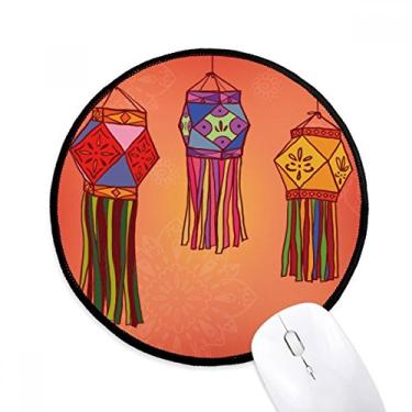 Imagem de DIYthinker Lanterna chinesa ilustração colorida mousepad desktop escritório tapete redondo para computador