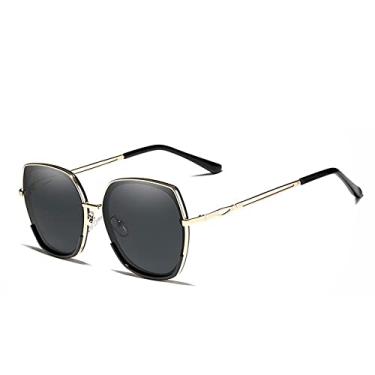 Imagem de Óculos de sol feminino estilo jovem lente polarizada gradiente design de luxo feminino elegante Lunette De Soleil, cinza dourado, tamanho único