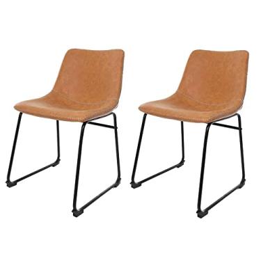 Imagem de Kit 2 Cadeiras Estofadas Para Mesa De Jantar Cozinha Sala Luxo Moderna Vintage Munich Bruna Caramelo Vintage