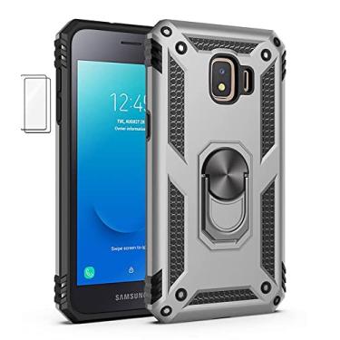 Imagem de Capa para Samsung Galaxy J2 Pro (2018) Capinha com protetor de tela de vidro temperado [2 Pack], Case para telefone de proteção militar com suporte para Samsung Galaxy J2 Pro (2018) (Prata)