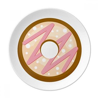 Imagem de Rosquinha rosa sobremesa prato decorativo de porcelana salver louça de jantar