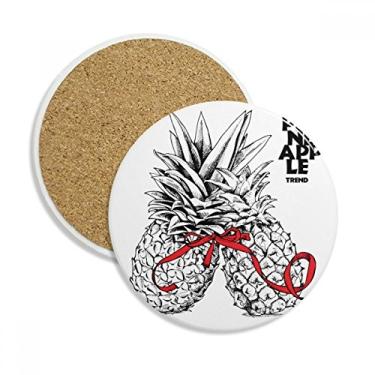 Imagem de Caneca para casais de abacaxi, tendência tropical, porta-copos de frutas, pedra absorvente de proteção de mesa