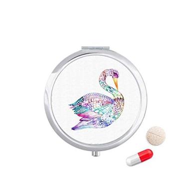 Imagem de Caixa de comprimidos em aquarela de pássaro colorido, caixa de armazenamento de medicamentos dispensador de recipiente