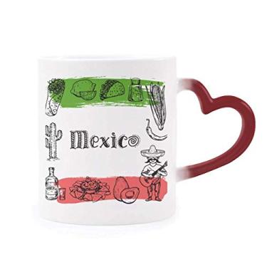 Imagem de Mexico Cuisine Caneca sensível ao calor com desenho de cacto que muda de cor vermelha