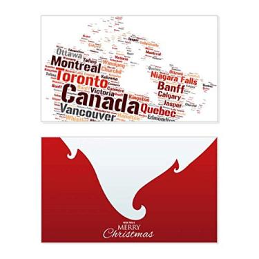 Imagem de Mapa do Canadá com nomes de cidades, pontos de referência, feriado, Natal, cartão de parabéns mensagem de Natal