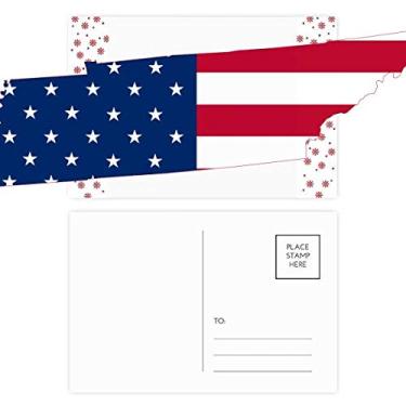 Imagem de Tennessee Mapa dos EUA Estrelas Listras Bandeira Formato Natal Flor Celebração Cartão Postal Cartão Bênção