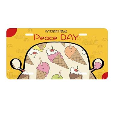Imagem de DIYthinker Placa de licença de sorvete de chocolate com cereja, decoração de carro, dia da paz