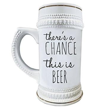 Imagem de There's a Chance this is Beer 650 ml Caneca de cerâmica para manchas de cerveja com acabamento dourado decorativo
