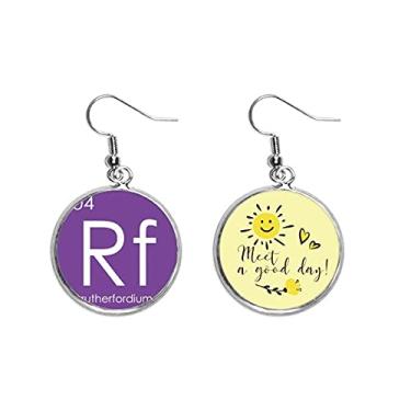 Imagem de Elementos de Chestry Tabela de Período Metais de Transição Rutherfordium Rf Brinco de Flor Joia Moda
