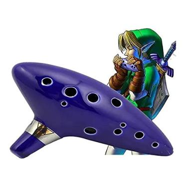 Imagem de Ocarina Flauta Of Time The Legend Cerâmica 12 Furos c/Bag e Suporte