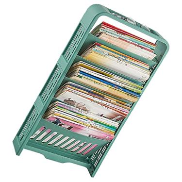 Imagem de Prateleira de armazenamento de livros, estante de sala de aula de plástico premium com várias camadas organizadoras para casa (verde)