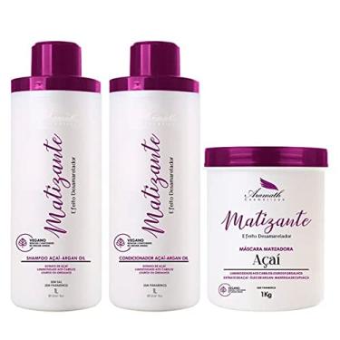 Imagem de Kit Shampoo, Cond, Mascara Matizador Aramath Profissional 1L