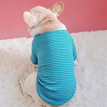 Imagem de Yliping Camiseta para cachorro verão roupas para cães de estimação listradas algodão cachorro macio respirável primavera filhote casaco para chihuahua buldogue francês (cor: roxo, tamanho: S)