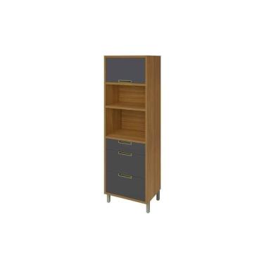 Imagem de Paneleiro De Cozinha Imperatriz C/ 1 Porta E 3 Gavetas (2 Fornos) 70cm Freijo/grafite - Nesher