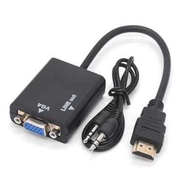 Imagem de Cabo Conversor Adaptador Hdmi Para Vga Com Saída De Áudio e Cabo P2