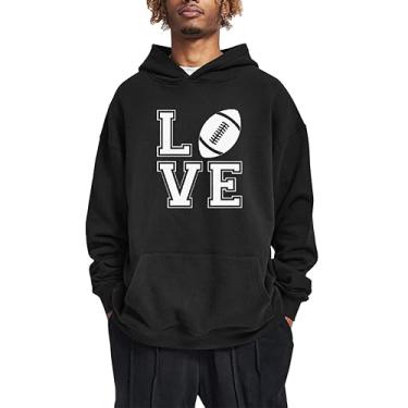 Imagem de Moletom com capuz gráfico para homens LOVE Rugby elemento padrão moletom com cordão man...