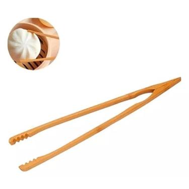 Imagem de Pinça Culinária Bambu Pegador Salada Fritura Restaurante Bar