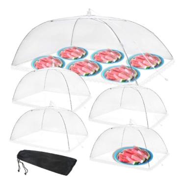 Imagem de 1 conjunto proteja sua comida com capas de rede de alimentos grandes capas de guarda-chuva de malha para eventos ao ar livre interior reutilizável comida Cov