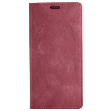 Imagem de PuRoxx Capa flip para Google Pixel 8 Pro/Pixel 8/Pixel Fold, fecho magnético, capa carteira retrô de couro fosco com compartimento para cartão com bloqueio de RFID, vermelho, Pixel 8 Pro