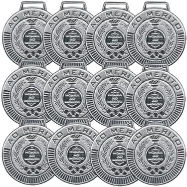 Imagem de Kit com 30 Medalhas Rema Honra Ao Mérito 50mm Com Fita Prata