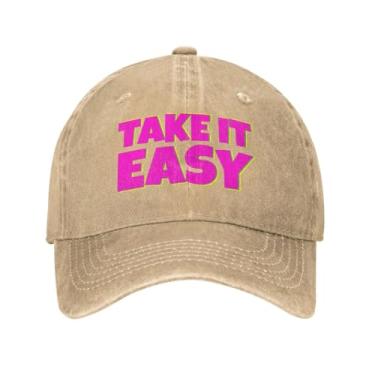 Imagem de Take It Easy Boné de beisebol clássico vintage chapéu estruturado lavado para mulheres boné de caminhoneiro ajustável algodão, Cor da areia, G
