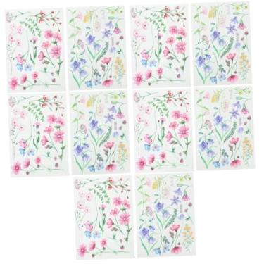 Imagem de HEMOTON 10 Pcs plantas adesivos de parede decalques da parede do berçário adesivo de fundo de parede decoração adesivo de parede autoadesivo papel de parede padrão de flor as flores rodapé