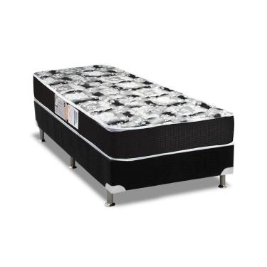 Imagem de  Cama Box Solteiro: Colchão Espuma D33 Luckspuma Supreme + Base CRC Suede Black(88x188)